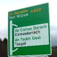 Gaelic road sign ©2005 Buidheann Leasachaidh na Gàidhlig Loch Abar 